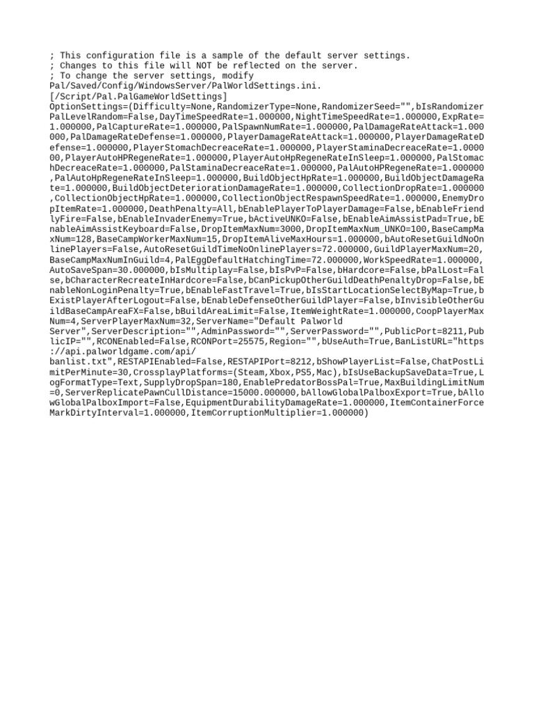 Default Server Settings Configuration | PDF | Software | Computing