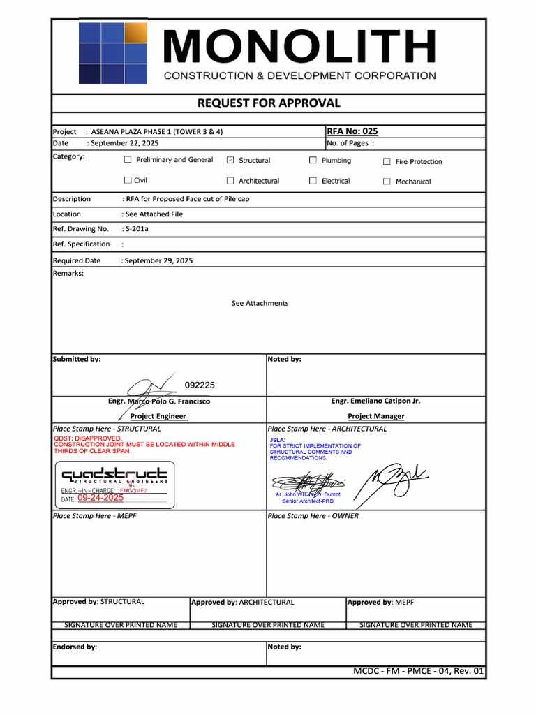 ASEANA PLAZA Phase 1 RFA Approval Document | PDF