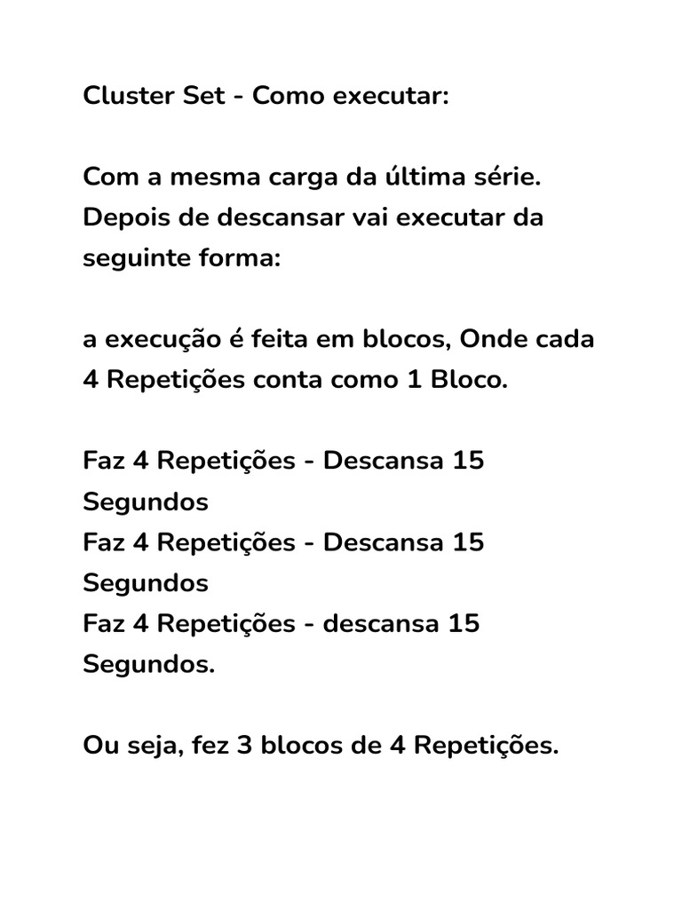 Execução de Cluster Set em Treinos | PDF