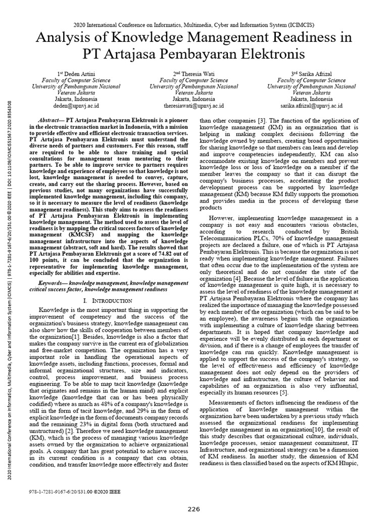Knowledge Management Readiness Assessment | PDF | Knowledge Management ...