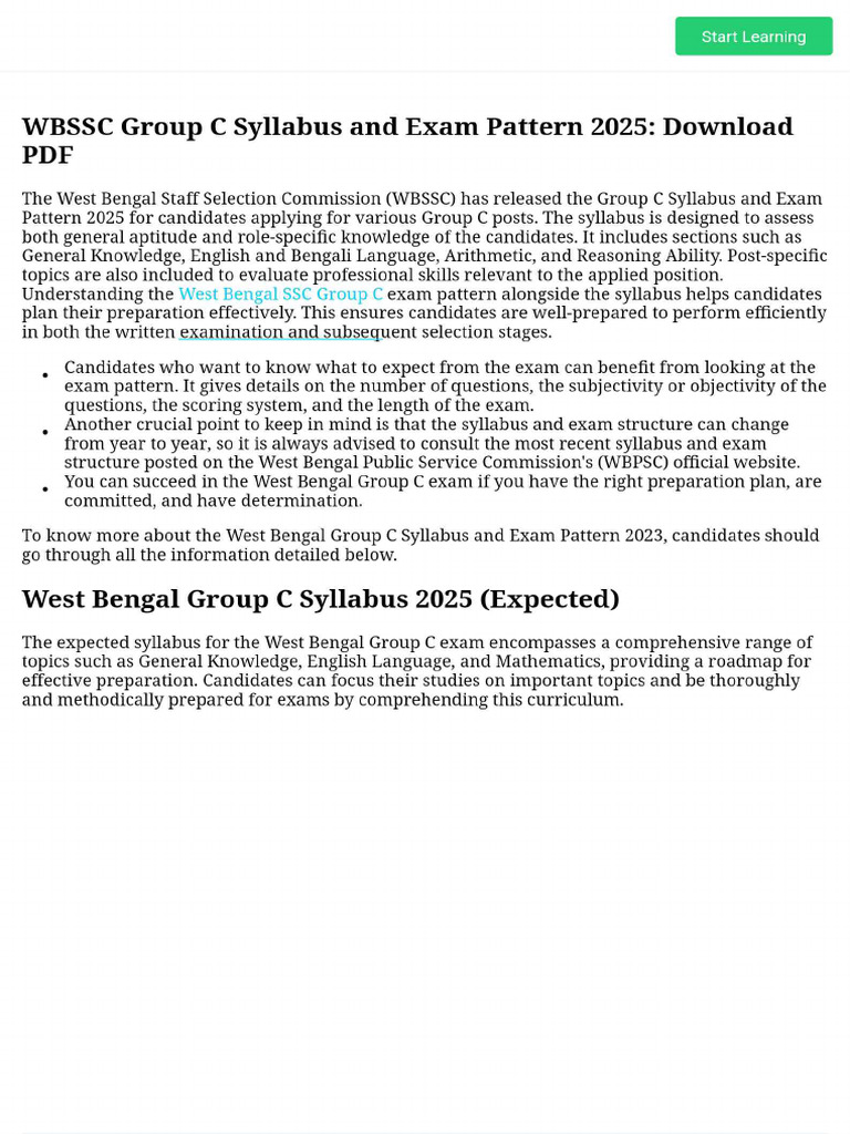 WBSSC Group C Syllabus and Exam Pattern 2025_ Download PDF | PDF