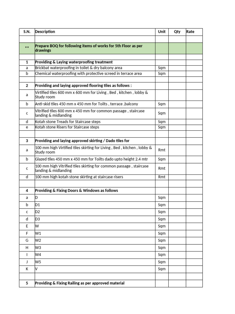 Waterproofing and Flooring BOQ Details | PDF | Architectural Elements ...