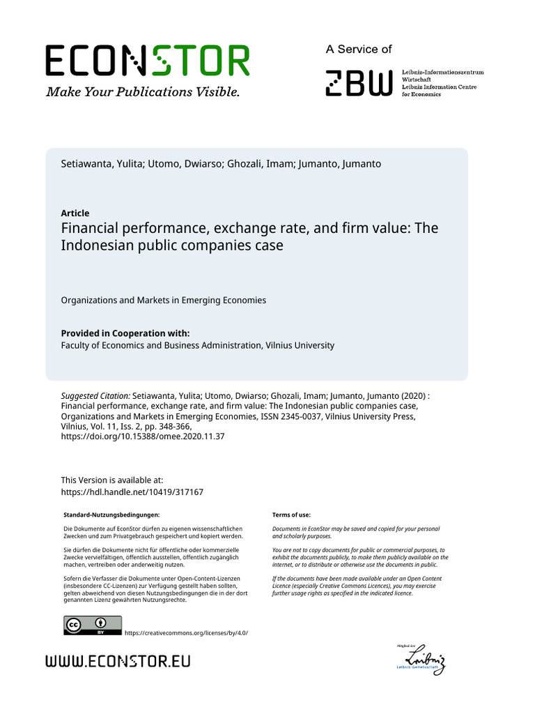 Financial Performance, Exchange Rate, and Firm Value | PDF ...