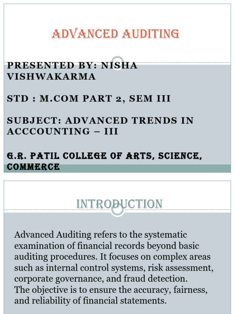 Advanced Auditing: Trends & Importance | PDF | Audit | Internal Control