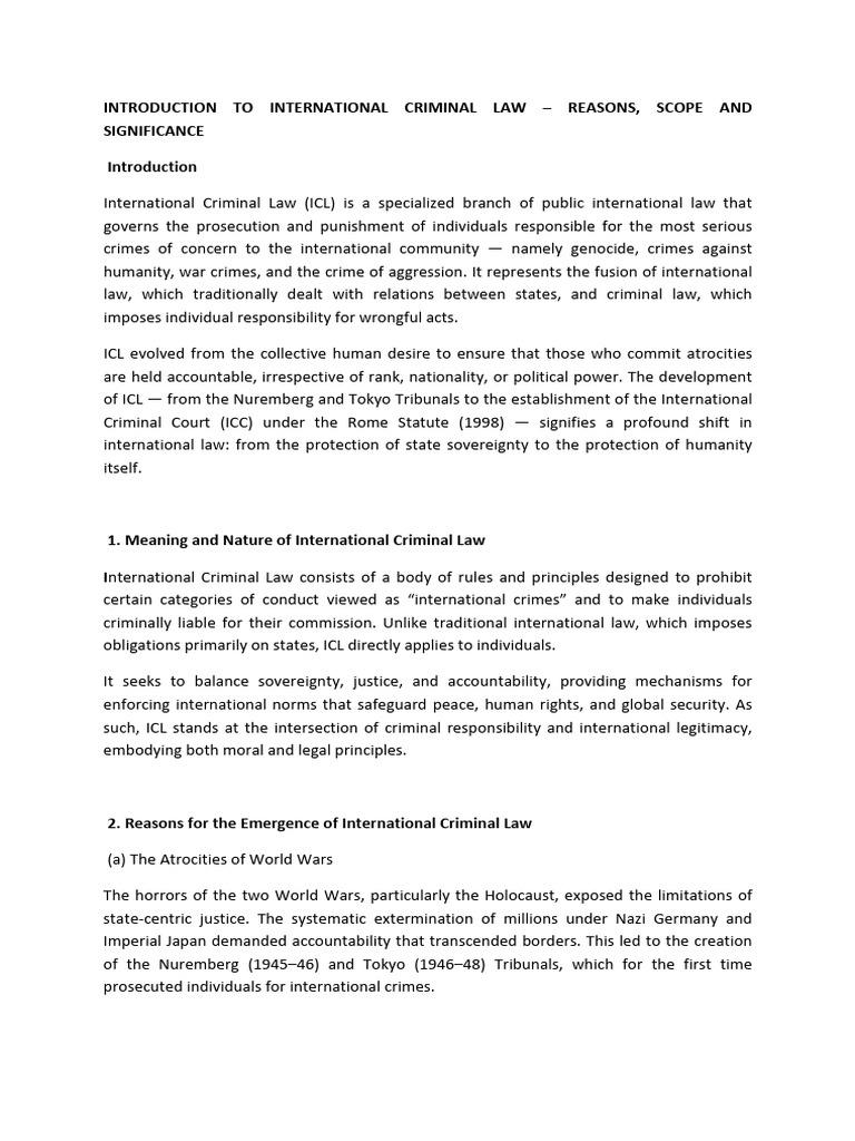 Overview of International Criminal Law | PDF | International Criminal ...