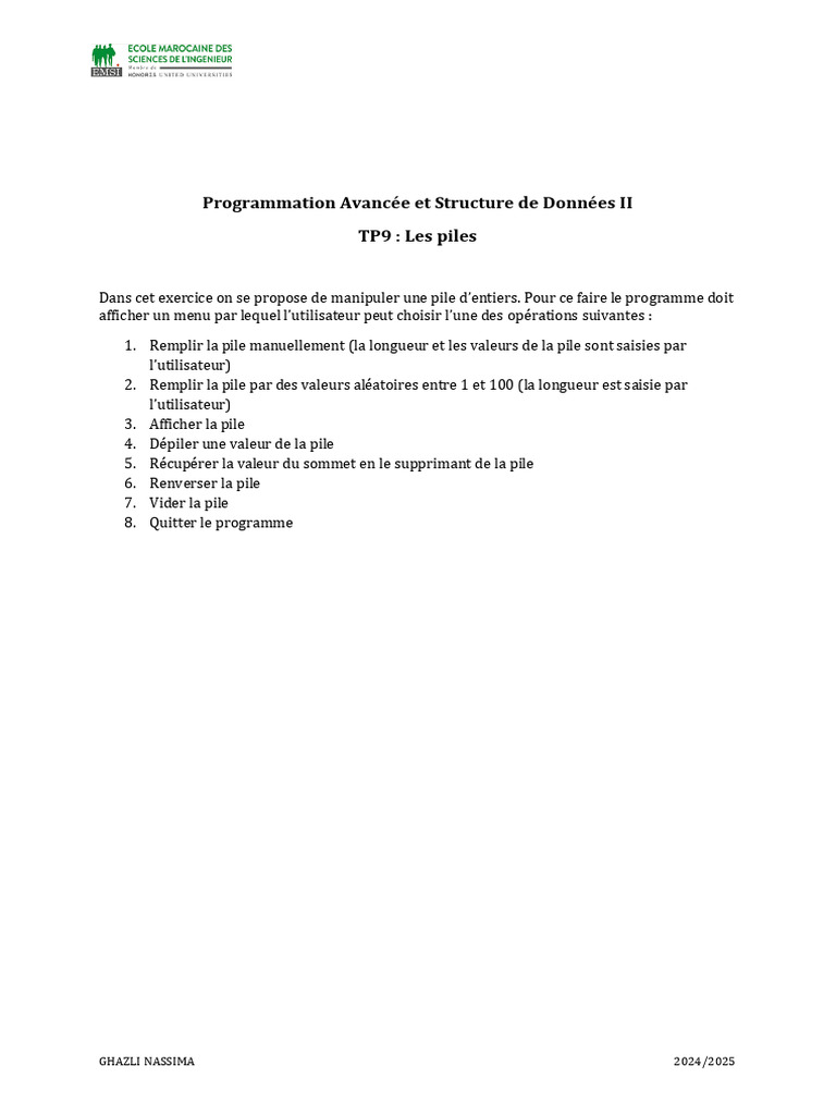 Manipulation de Piles en Python | PDF