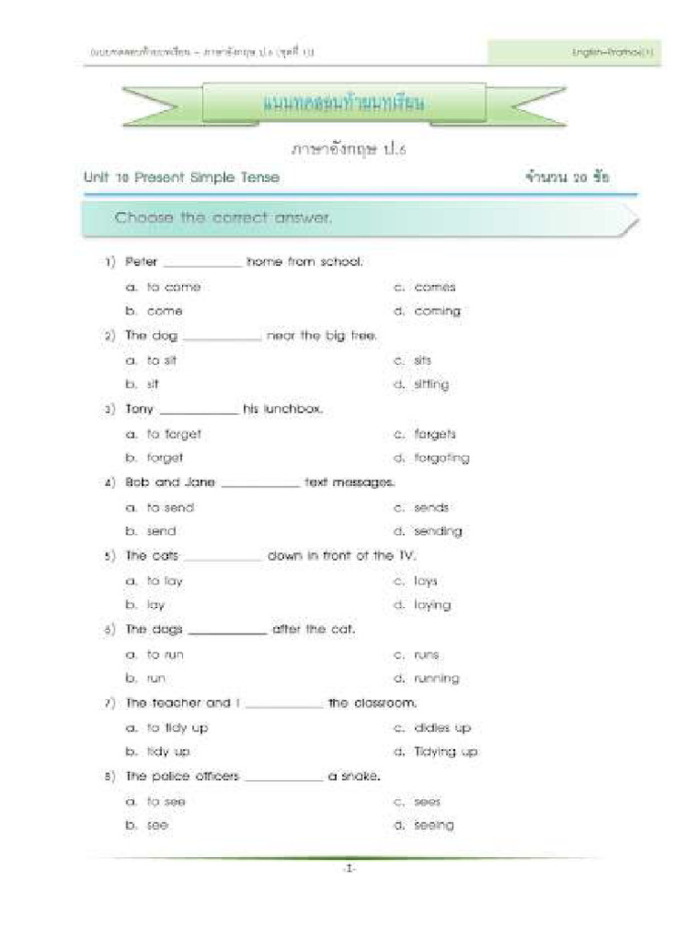 Unit 10 Present Simple Tense1 | PDF