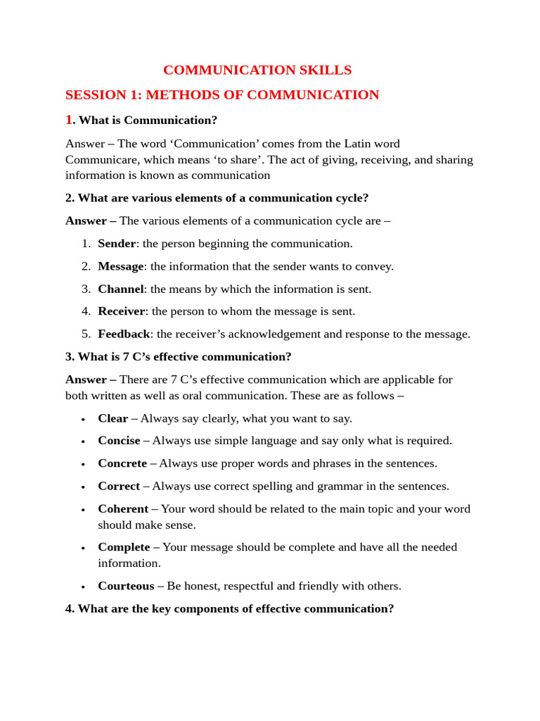 Essential Communication Skills Guide | PDF | Nonverbal Communication ...