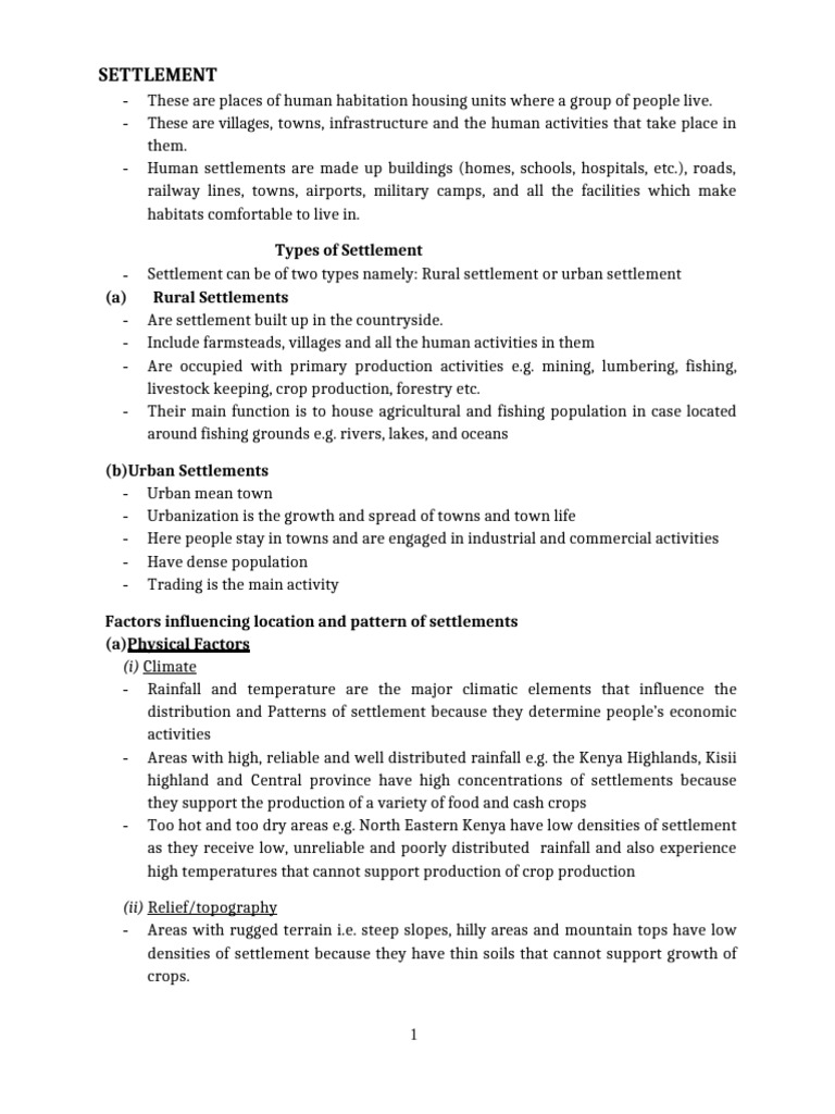 Types and Patterns of Human Settlements | PDF | Nairobi | Port