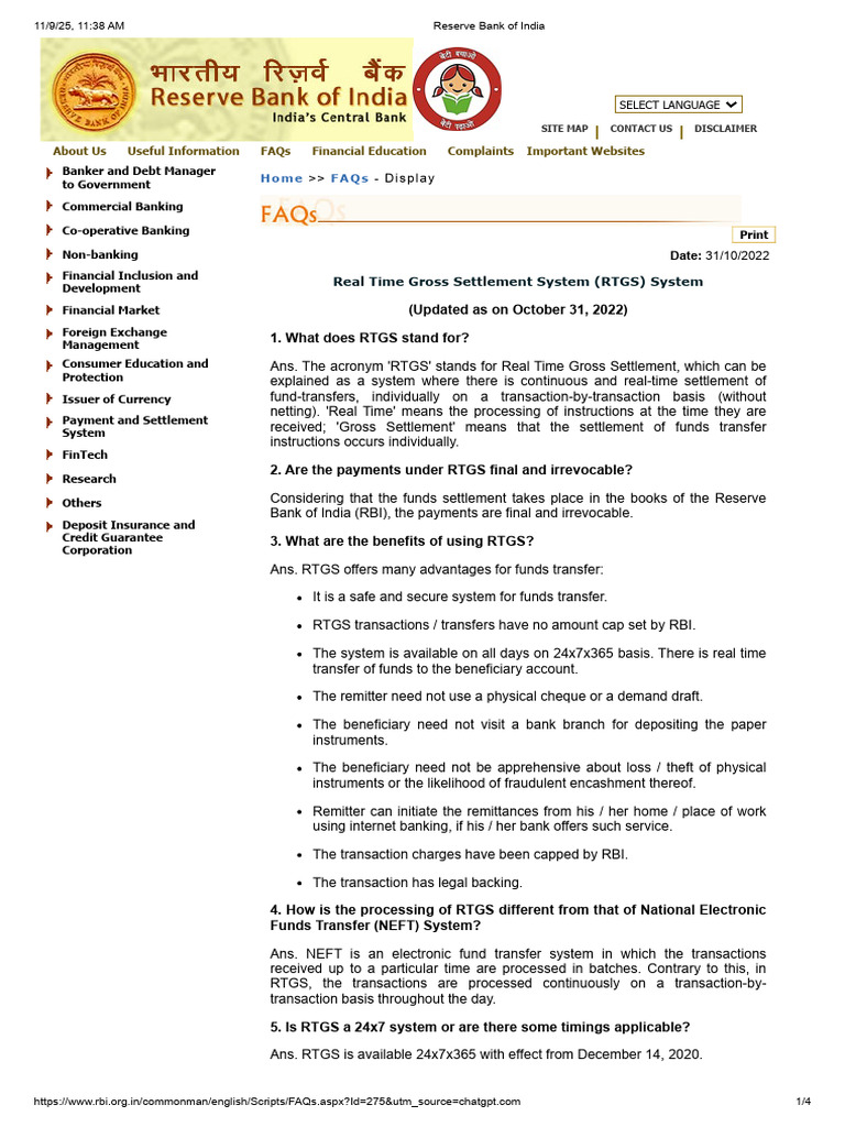 RTGS System: Key Features & Benefits | PDF | Banks | Economies
