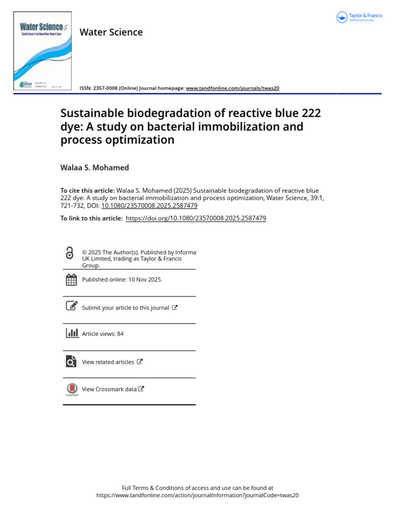 Sustainable Biodegradation of Reactive Blue 222 Dye a Study on ...