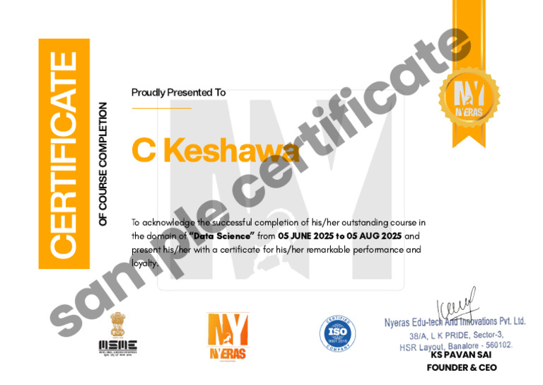 Data Science Course Completion Certificate | PDF