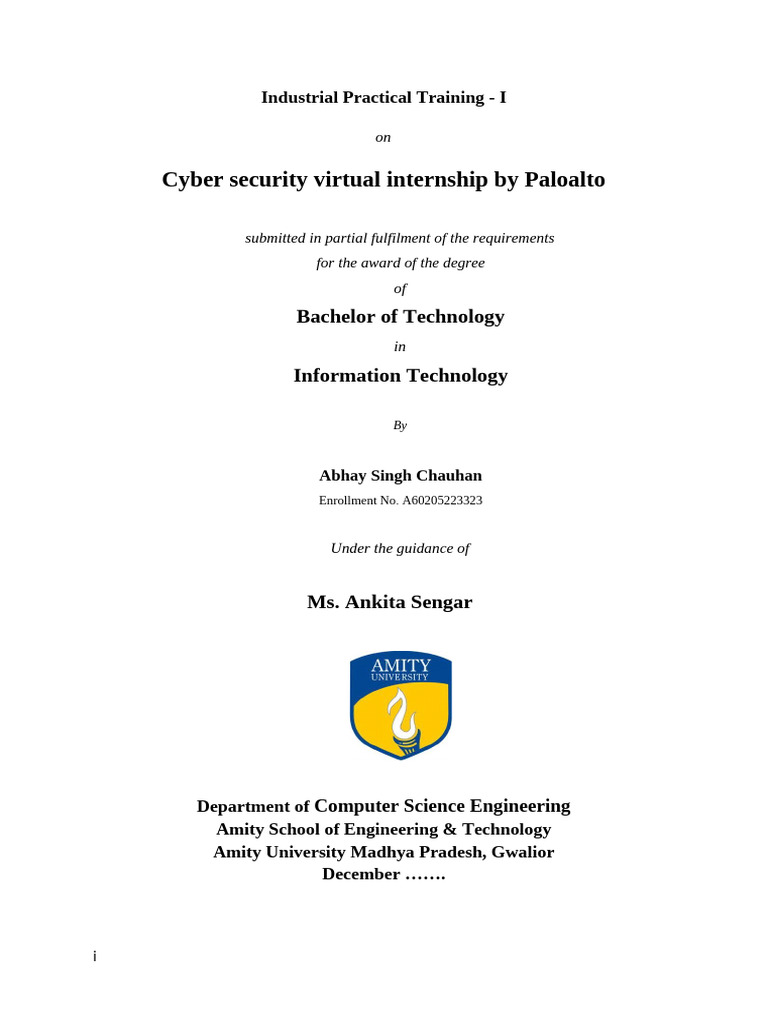 Cybersecurity Virtual Internship Report | PDF | Security | Computer ...