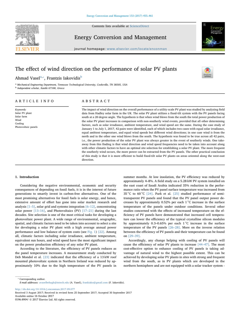 Impact of Wind Direction on Solar PV Performance | PDF | Photovoltaics ...