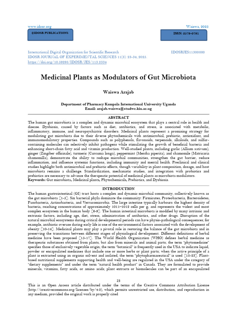 Medicinal Plants and Gut Microbiota Modulation | PDF | Gastrointestinal ...