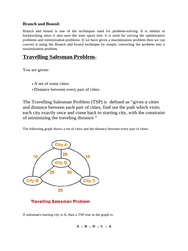 TSP Branch and Bound & Sum of Subset | PDF | Computational Problems ...