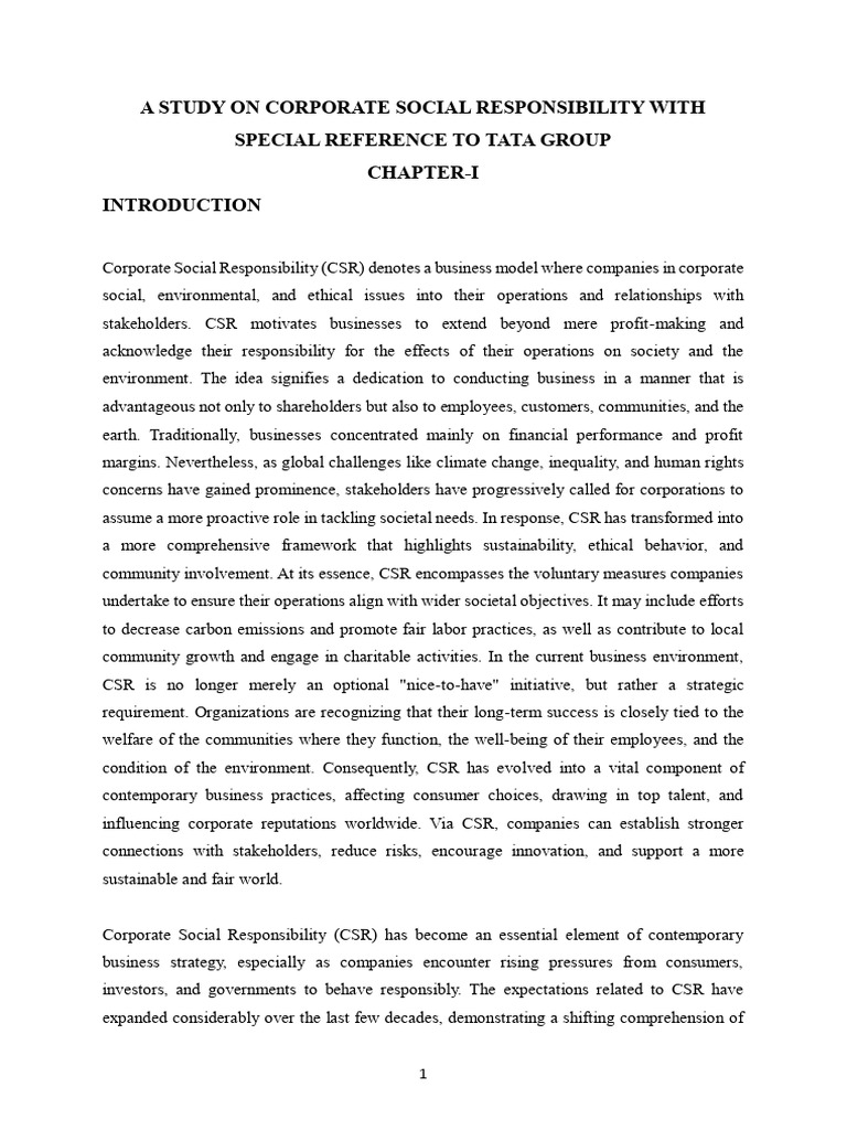 CSR Practices in Tata Group Analysis | PDF | Corporate Social ...