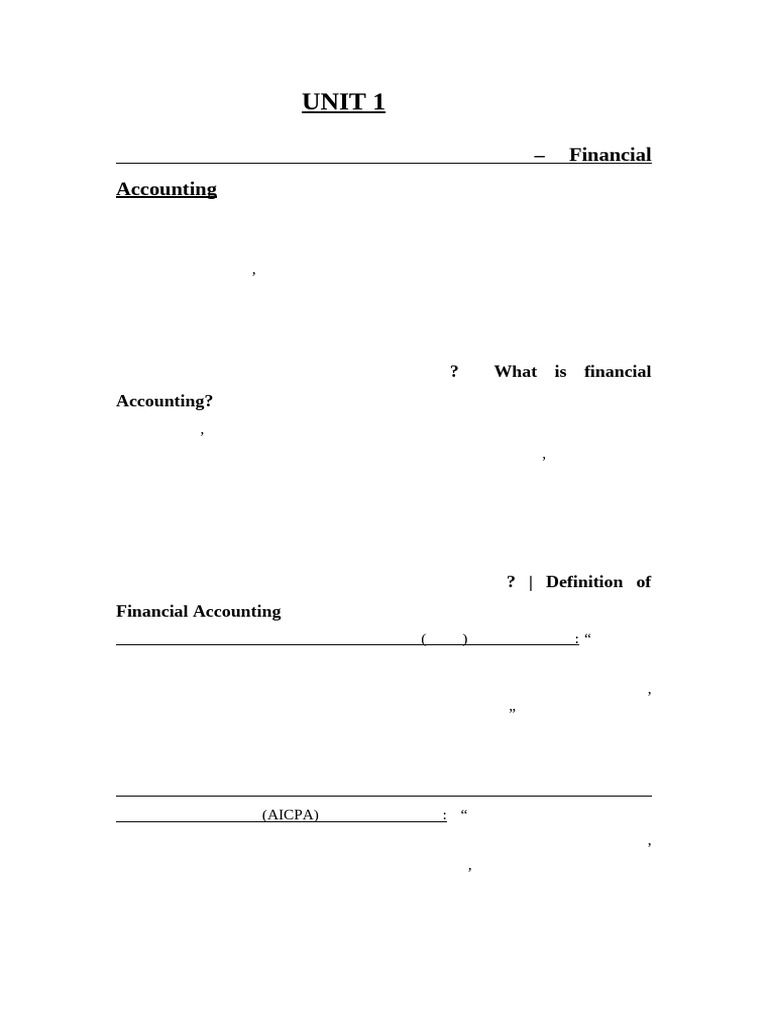 UNIT 1 Financial Accounting | PDF