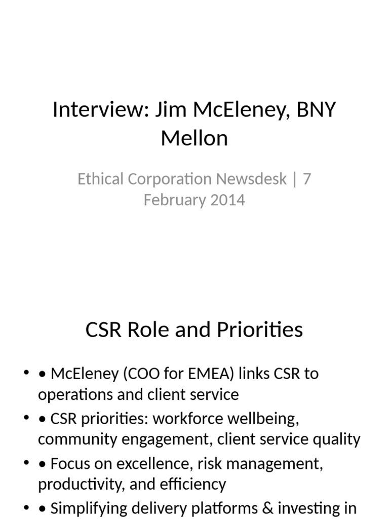 BNY Mellon CSR Interview | PDF