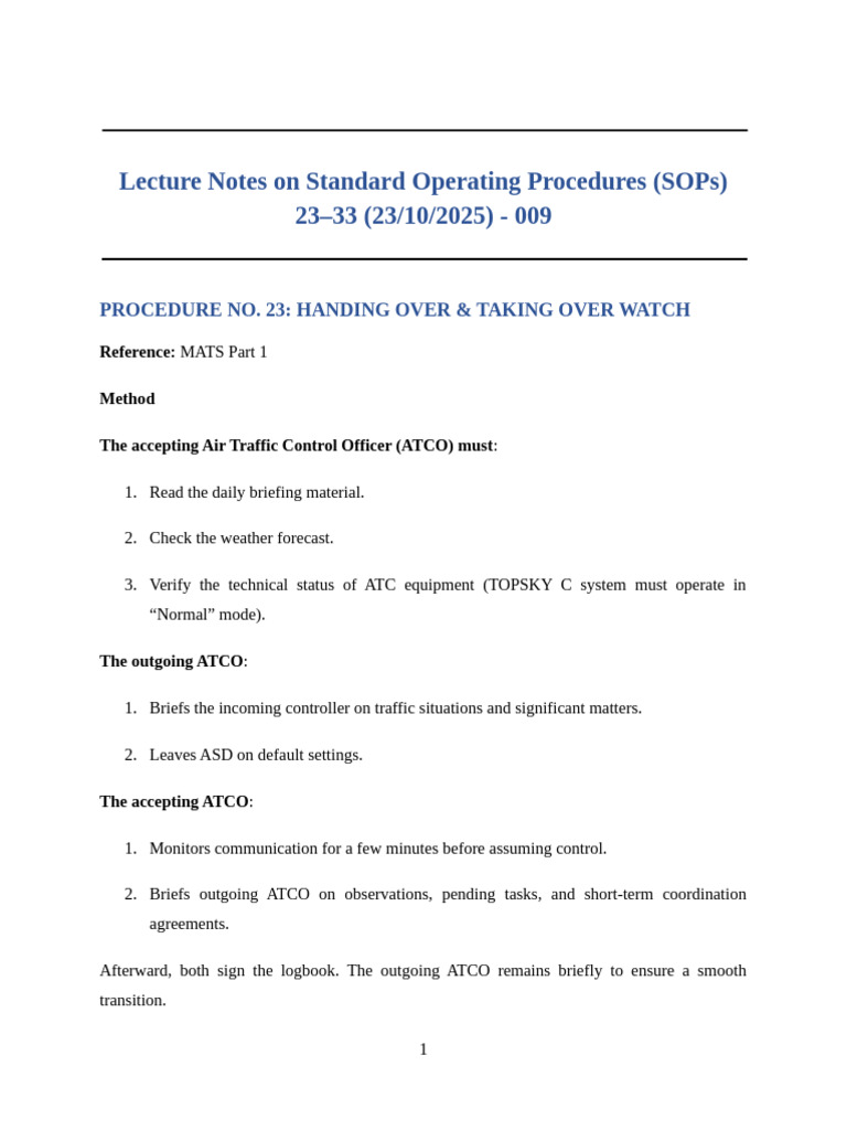 PENV 008 - Lecture Notes On Standard Operating Procedures 23-33 | PDF ...