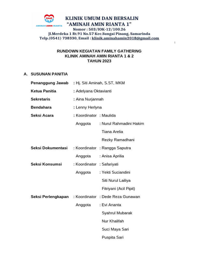 Rundown Family Gathering Dan Rab 2023 | PDF