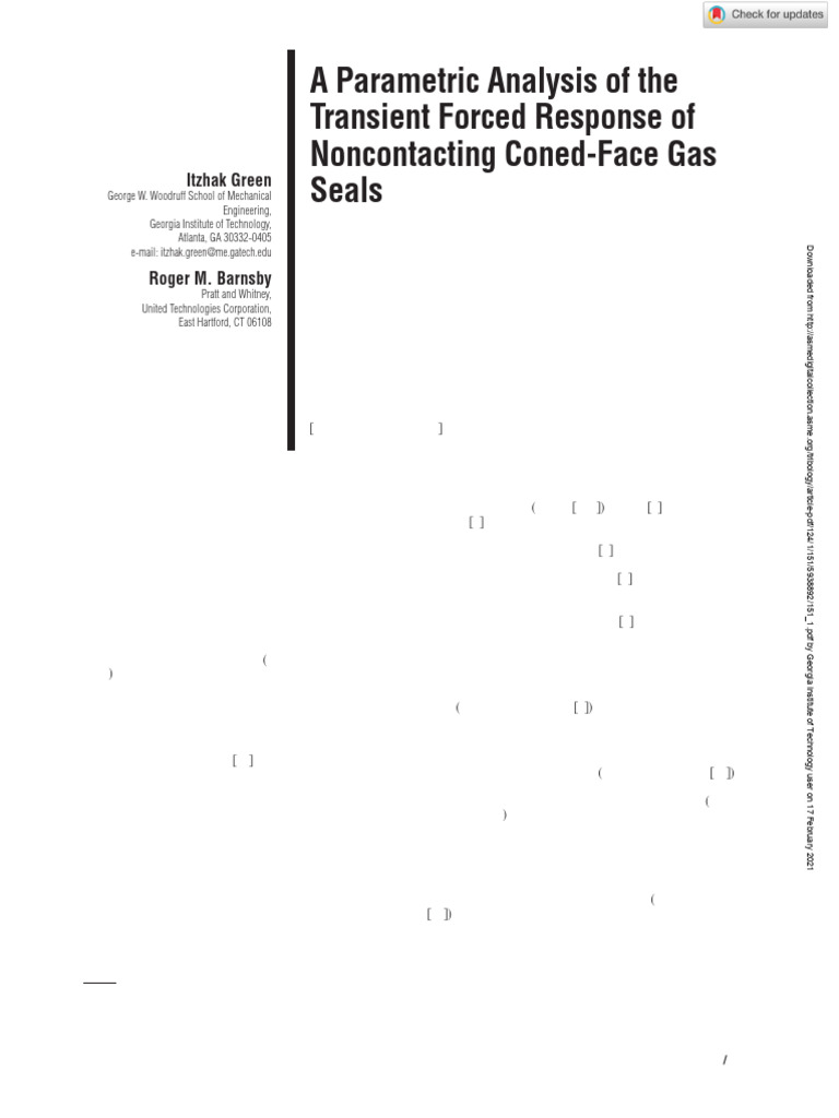 A Parametric Analysis of the Transient Forced Response of Noncontacting ...