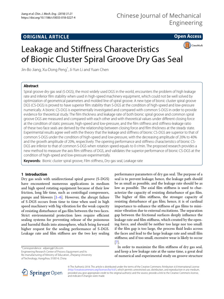 Leakage and Stiffness Characteristics of Bionic CL | PDF | Gases | Flow ...