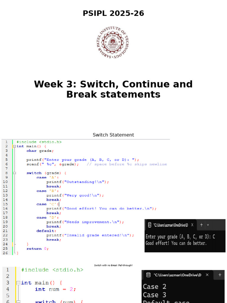 Mastering Switch, Continue, Break Statements | PDF