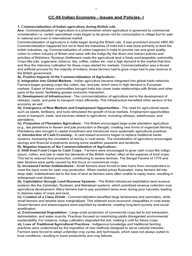 CC-05 Indian Economy - Issues and Policies- I__-extracted.merged | PDF ...