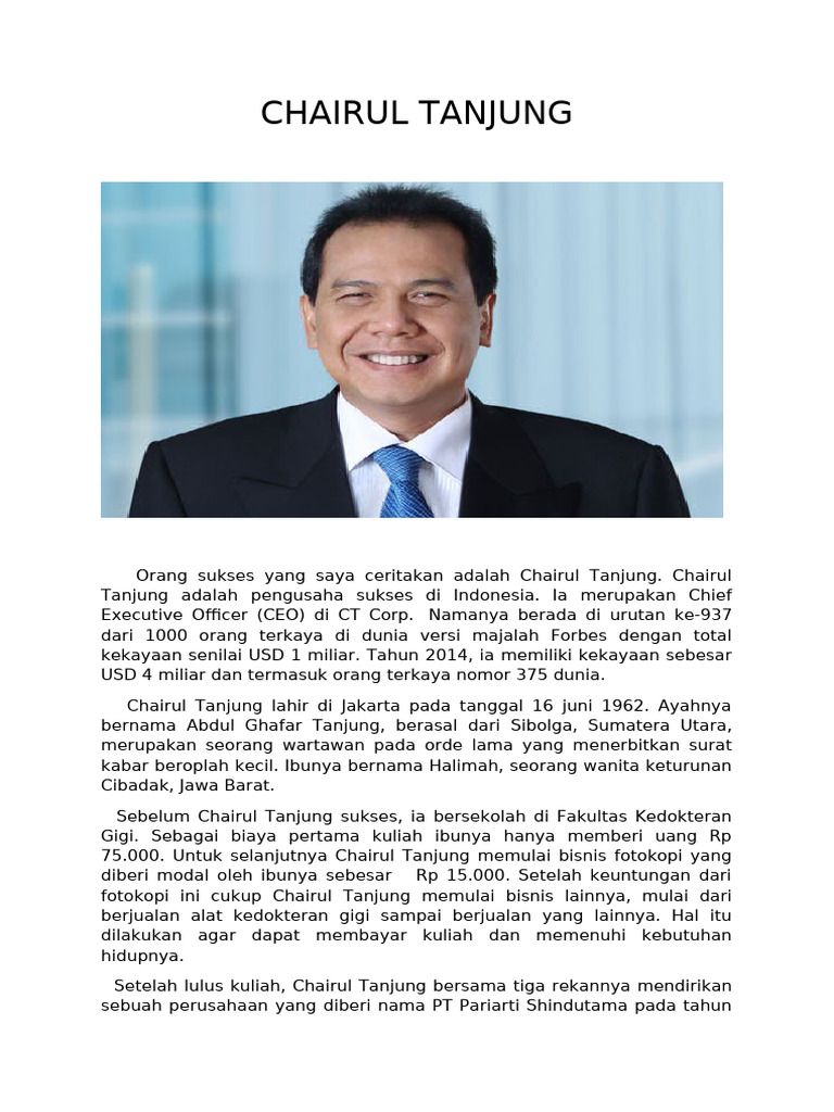 Kisah Sukses Chairul Tanjung di Bisnis | PDF
