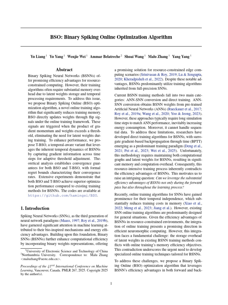 Binary Spiking Online Optimization Algorithm | PDF | Machine Learning ...