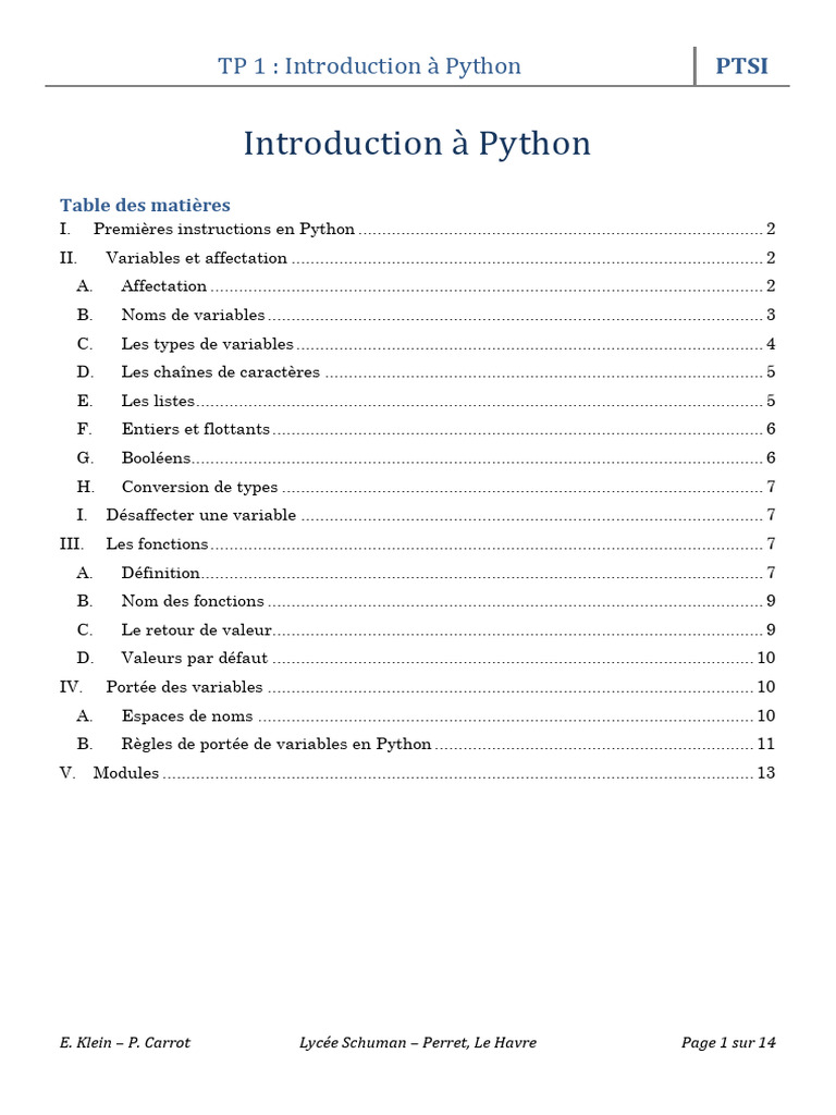 Introduction à Python : Premiers Pas et Concepts | PDF | Python ...