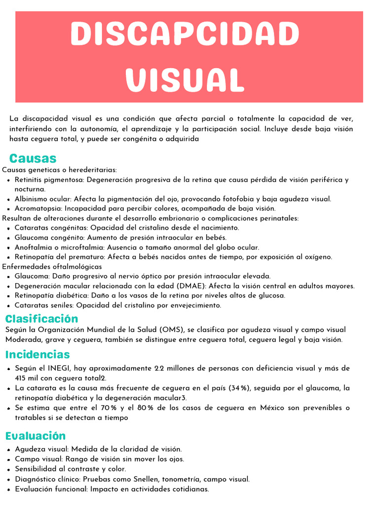 Causas y Clasificación de Discapacidades | PDF | Discapacidad visual ...