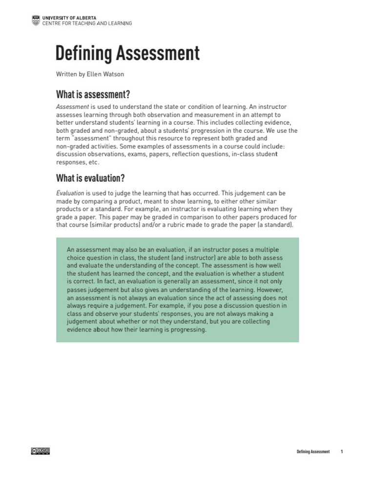 Defining Assessment | PDF
