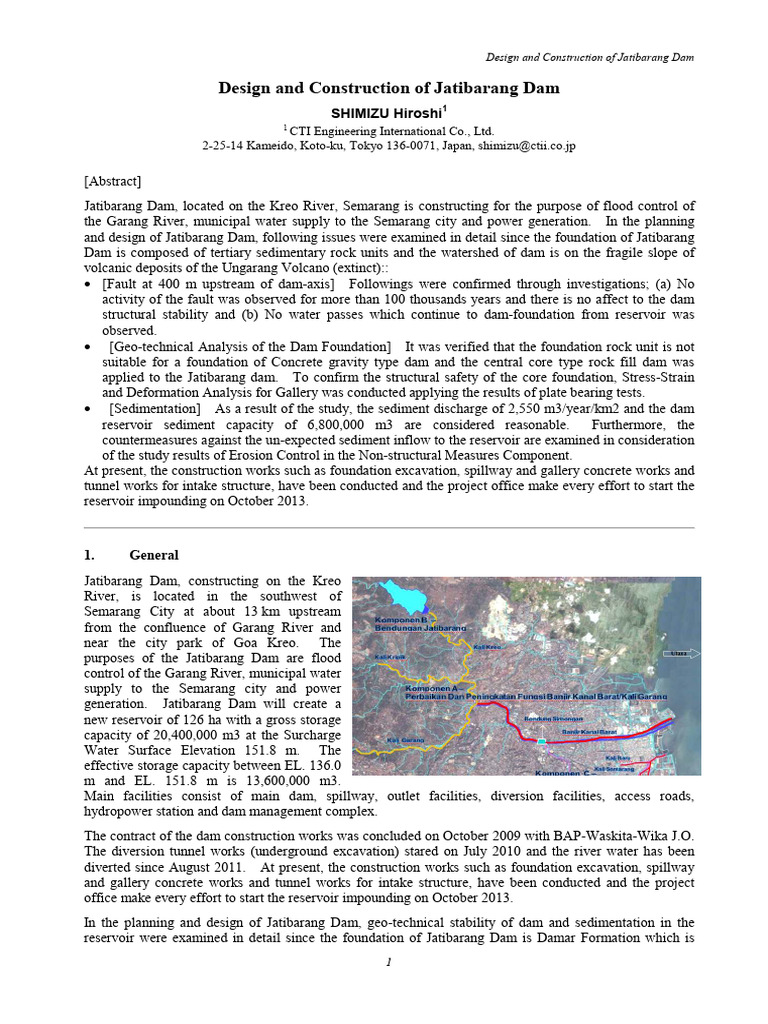 Jatibarang Dam Design and Construction Overview | PDF | Dam | Spillway