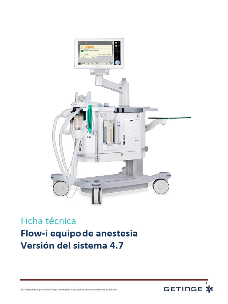Getinge Flow I v.4.7 Ficha T Cnica Es Es Non Us | PDF | Respiración | Gases