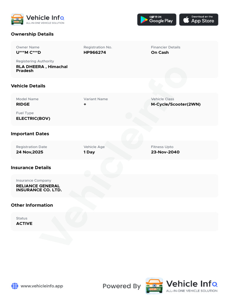 Vehicle Ownership and Details Report | PDF