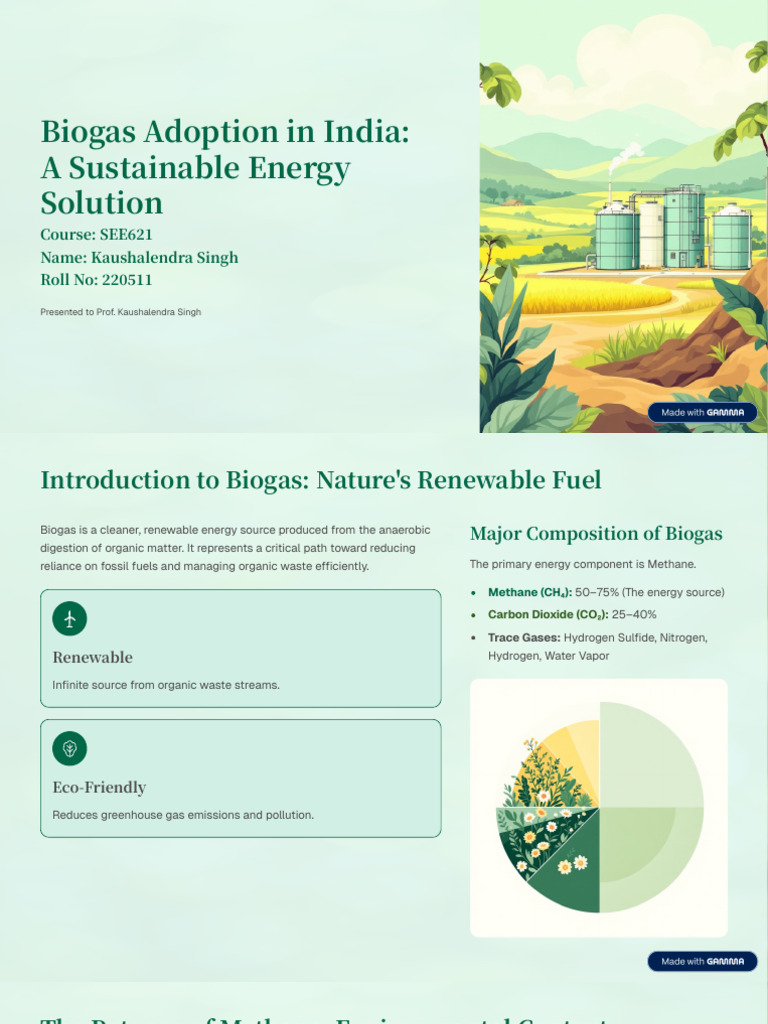 Biogas Adoption in India a Sustainable Energy Solution | PDF | Biogas ...