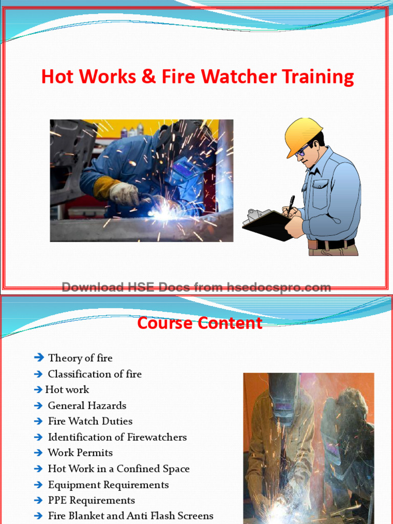Hot Works and Fire Watcher Training Guide | PDF | Fires | Welding
