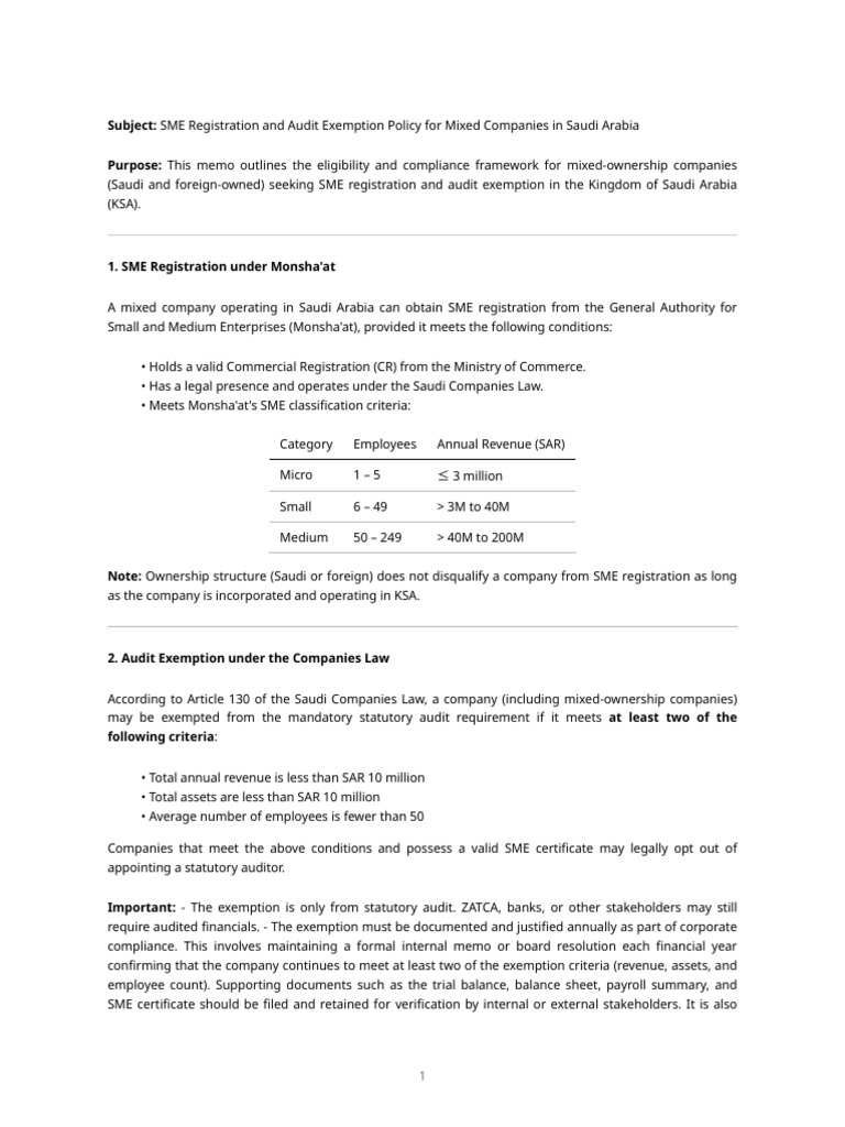 Sme Audit Exemption Ksa | PDF | Audit | International Financial ...