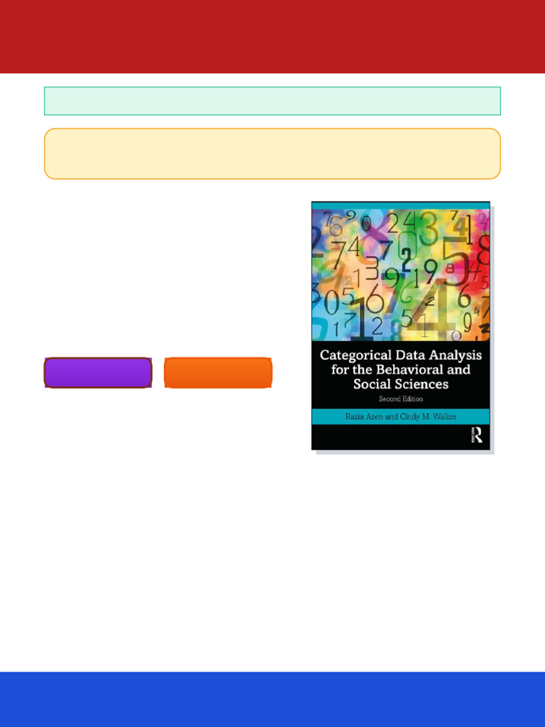 Categorical Data Analysis For The Behavioral and Social Sciences 2nd ...