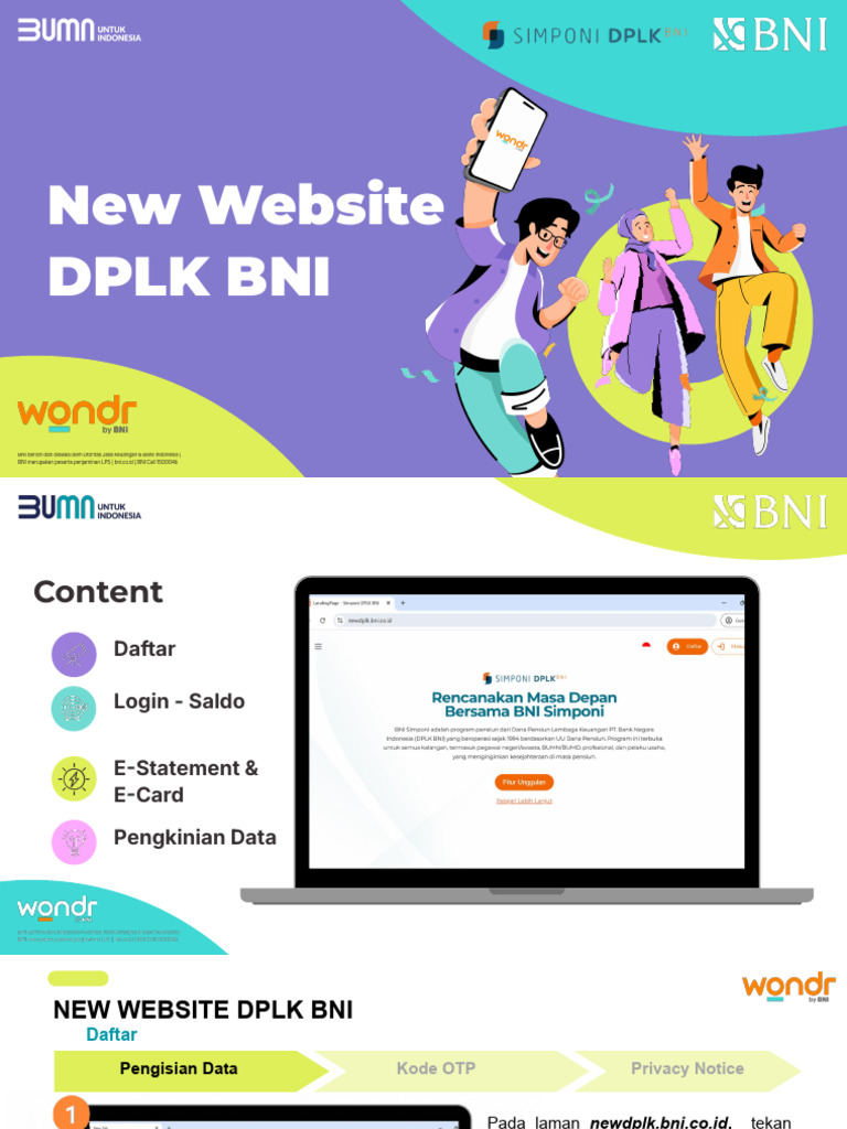 Panduan Pendaftaran DPLK BNI Online | PDF