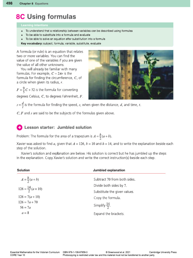 Rearranging Formula Practice Y10MTH | PDF