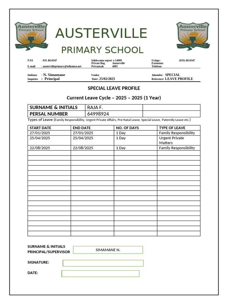SPECIAL LEAVE PROFILE (1) | PDF