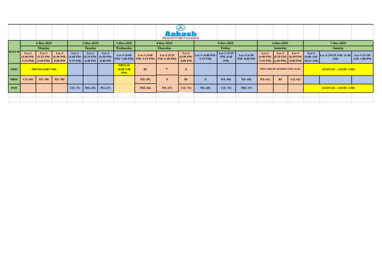 Time Table 01-12 to 07-12_som Soe | PDF