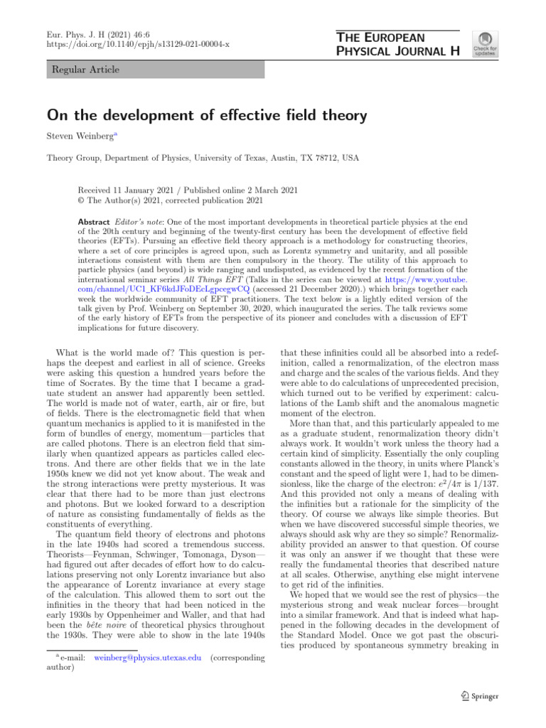 Evolution of Effective Field Theory | PDF | Standard Model | Quantum ...