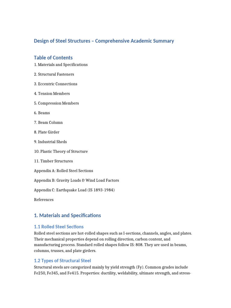 Steel Structures Design Overview | PDF | Buckling | Beam (Structure)