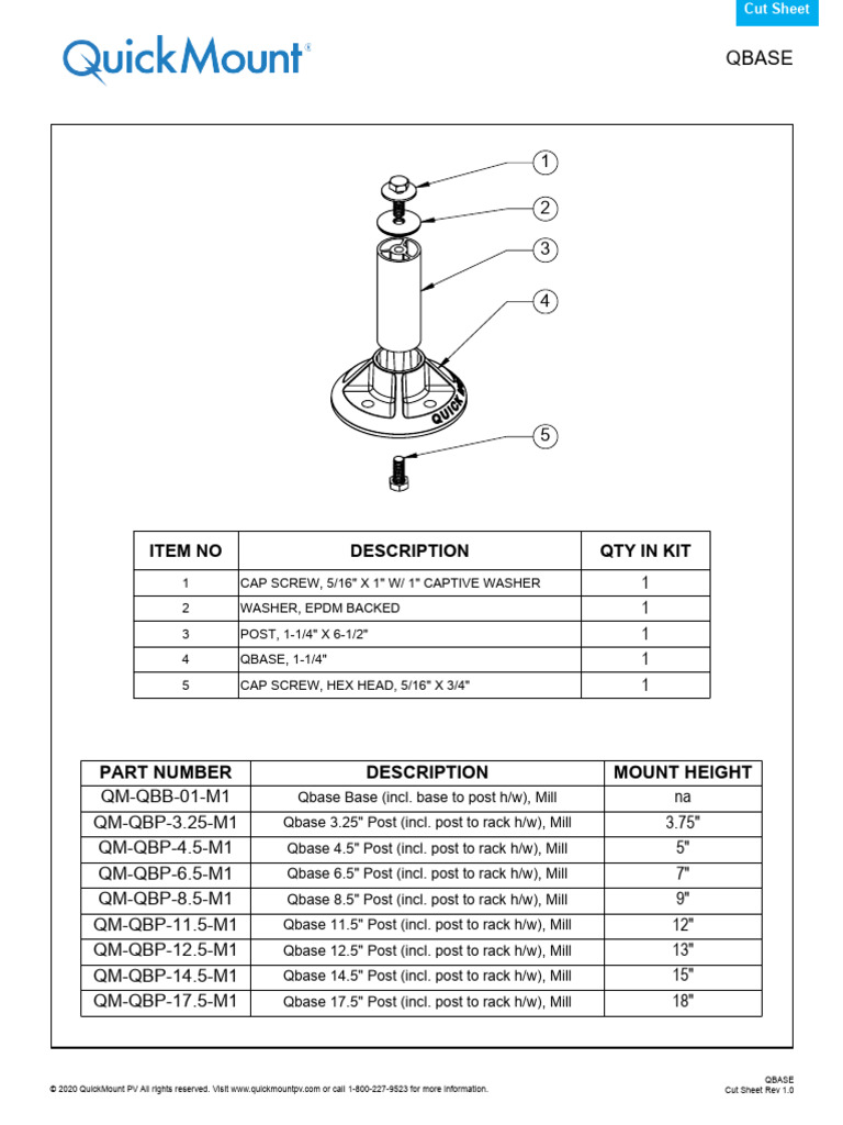 QBASE Mounting System Cut Sheet | PDF | Mechanical Engineering ...
