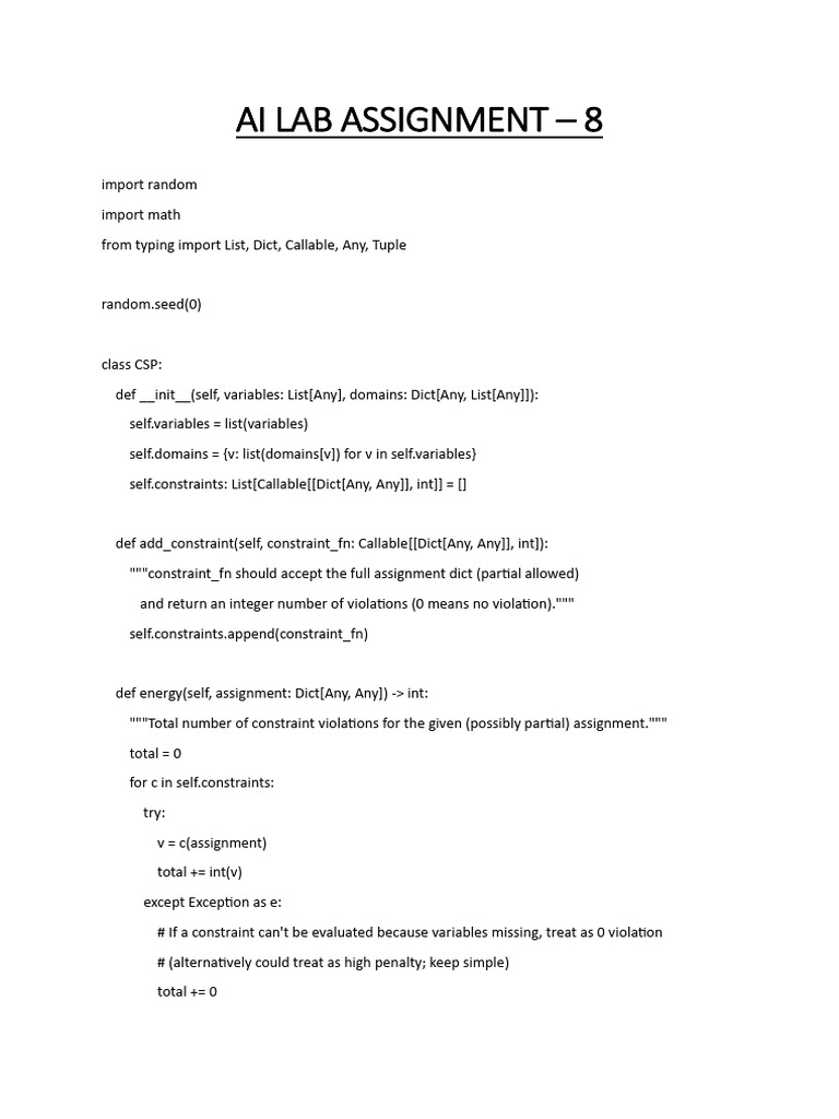 Simulated Annealing for CSP Solutions | PDF | Theoretical Computer ...