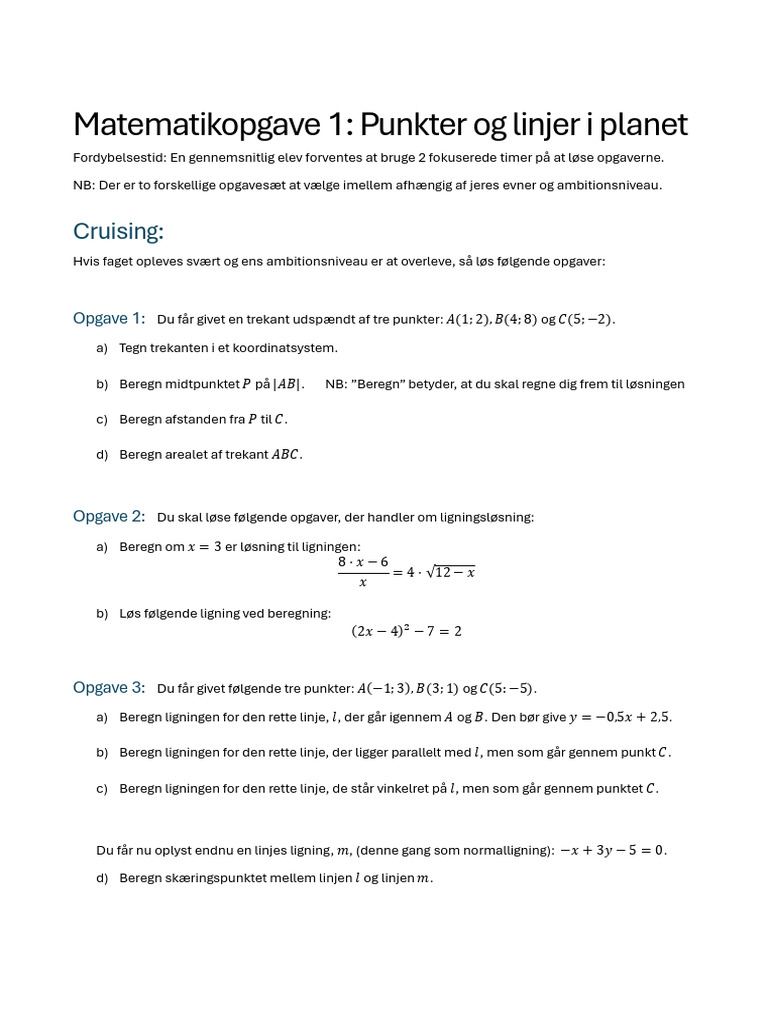 Mat Opg 1 - Punkter Og Linjer I Planet MATH | PDF